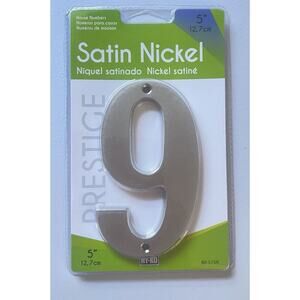 NEW Hy-Ko Products Prestige House Number 9 Nine Satin Nickel 5" BR-51SN NIP
